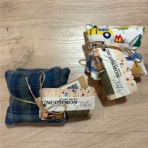 Microwaveable hand warmers || two pairs || blue plaid and camping